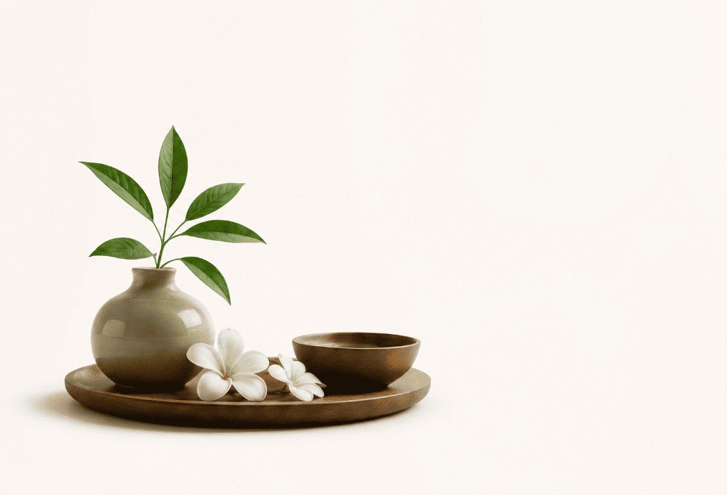 Wellness retreat decor with plant and flowers